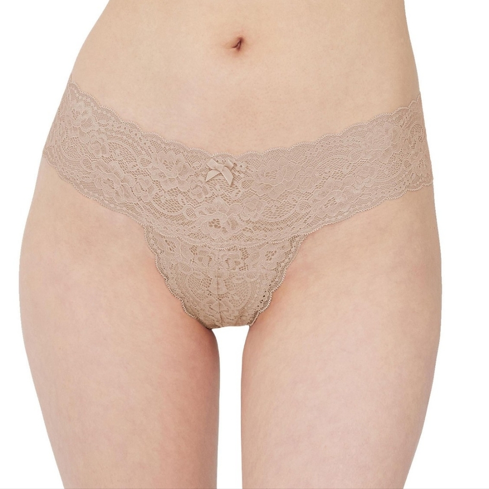 NEW Skarlett Blue Lace Panty Thong Tan Nude Sexy NWT